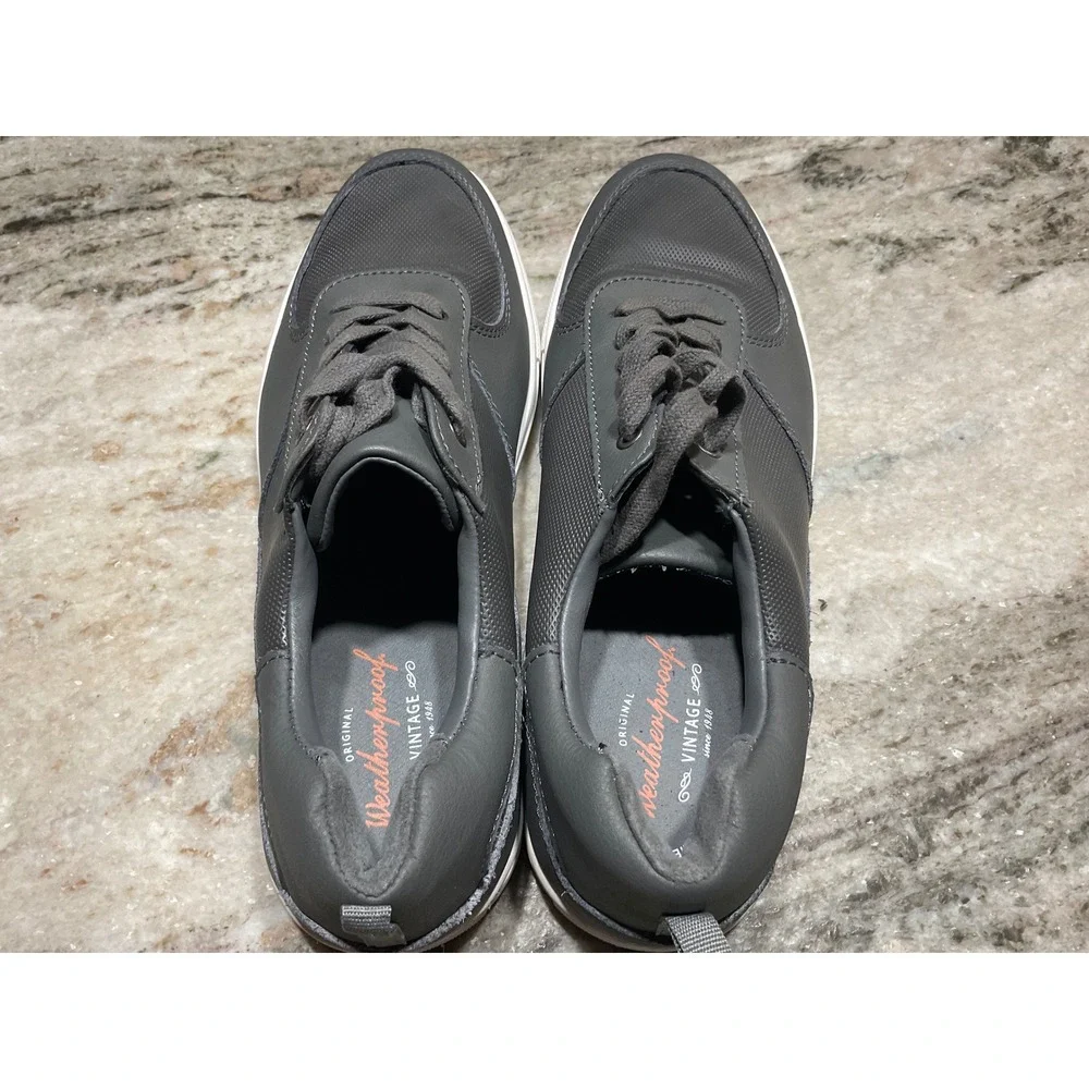 Weatherproof Vintage Ethan Sneaker Mens 10.5 Grey‎ Faux Leather Low Top 1221795